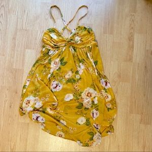 Free People Yellow Floral Babydoll Tunic Size S 🌿